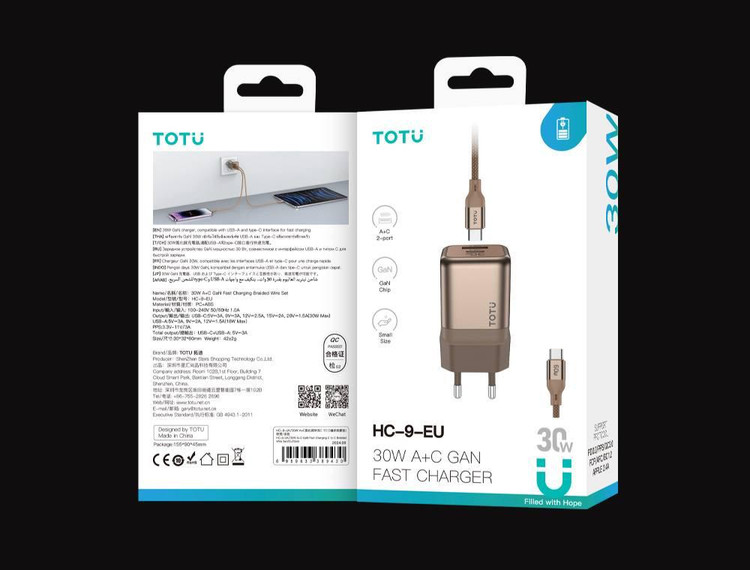 عکس اداپتور TOTU 30W بههمراه کابل ۶۰ وات