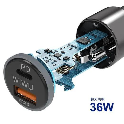 تصویر شارژر فندکی ویوو مدل Car Charger 36W Fast همراه اکسسوری
