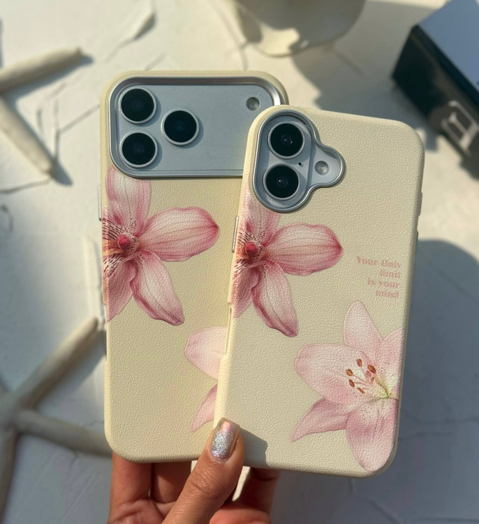 قاب ماسا کیس لیلیوم صورتی روی گوشی موبایل
