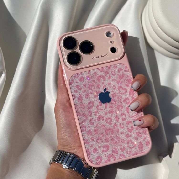 قاب Leo Lens glitter آیفون 16 صورتی