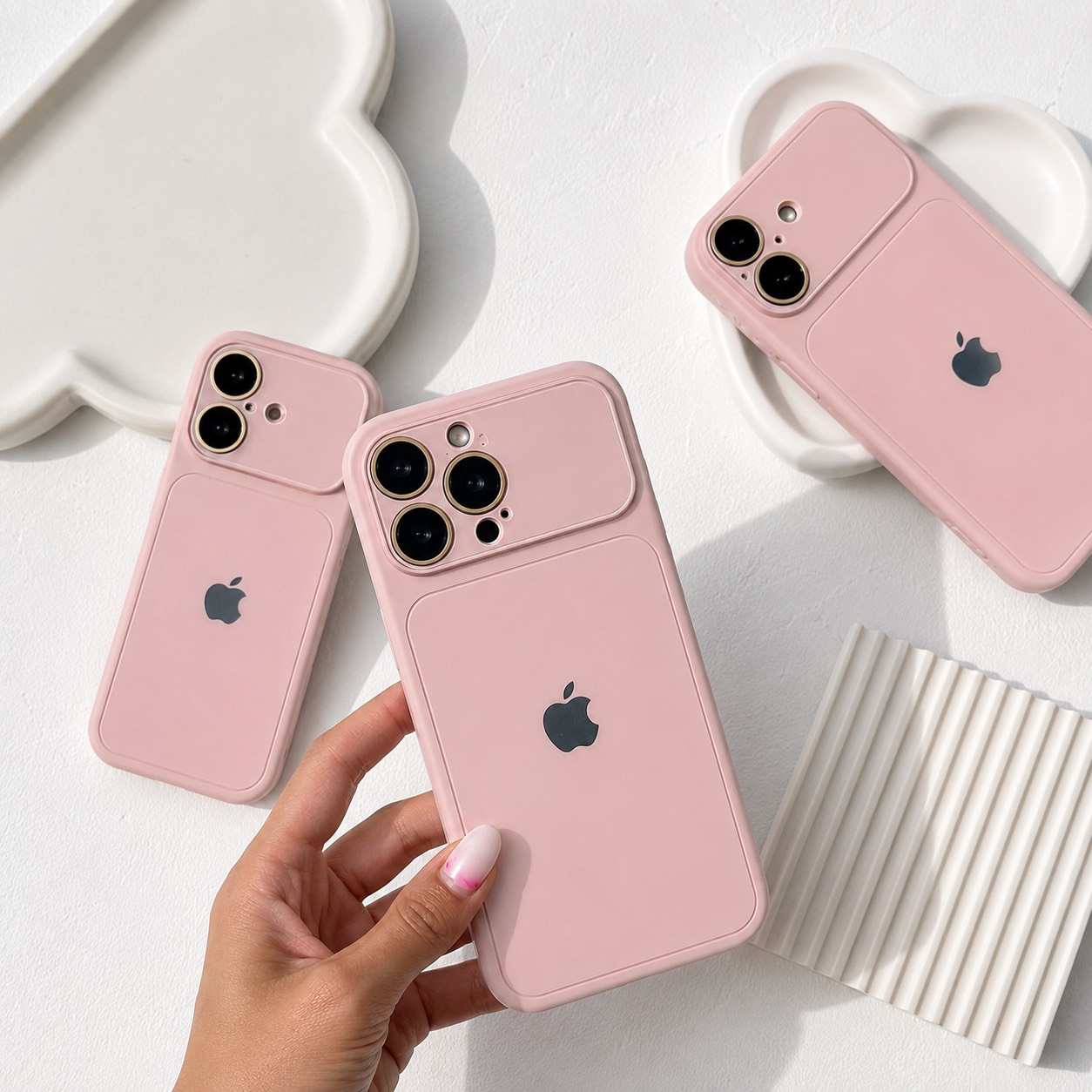 قاب Lens Pinky لنز پینکی صورتی باله به همراه لوگو برای آیفون - موب جت